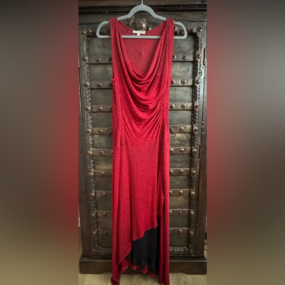 People Like Frank Red Cowl Neck Ruched Gown